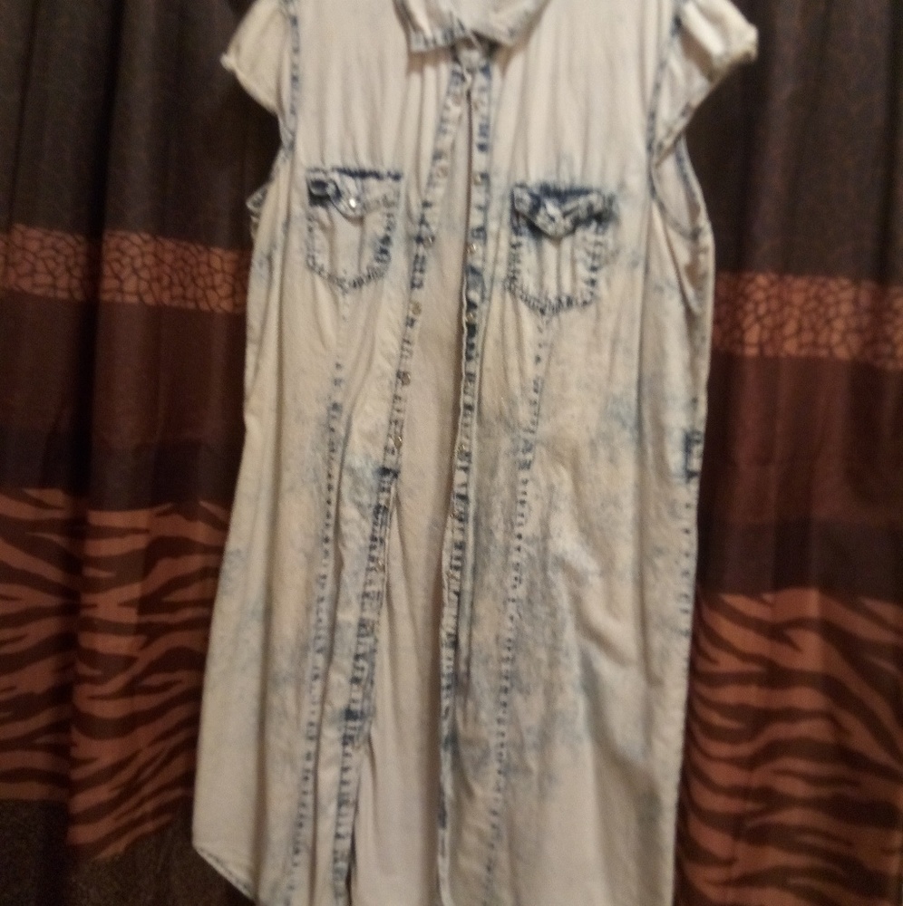 Bleach washed blue jean dress
